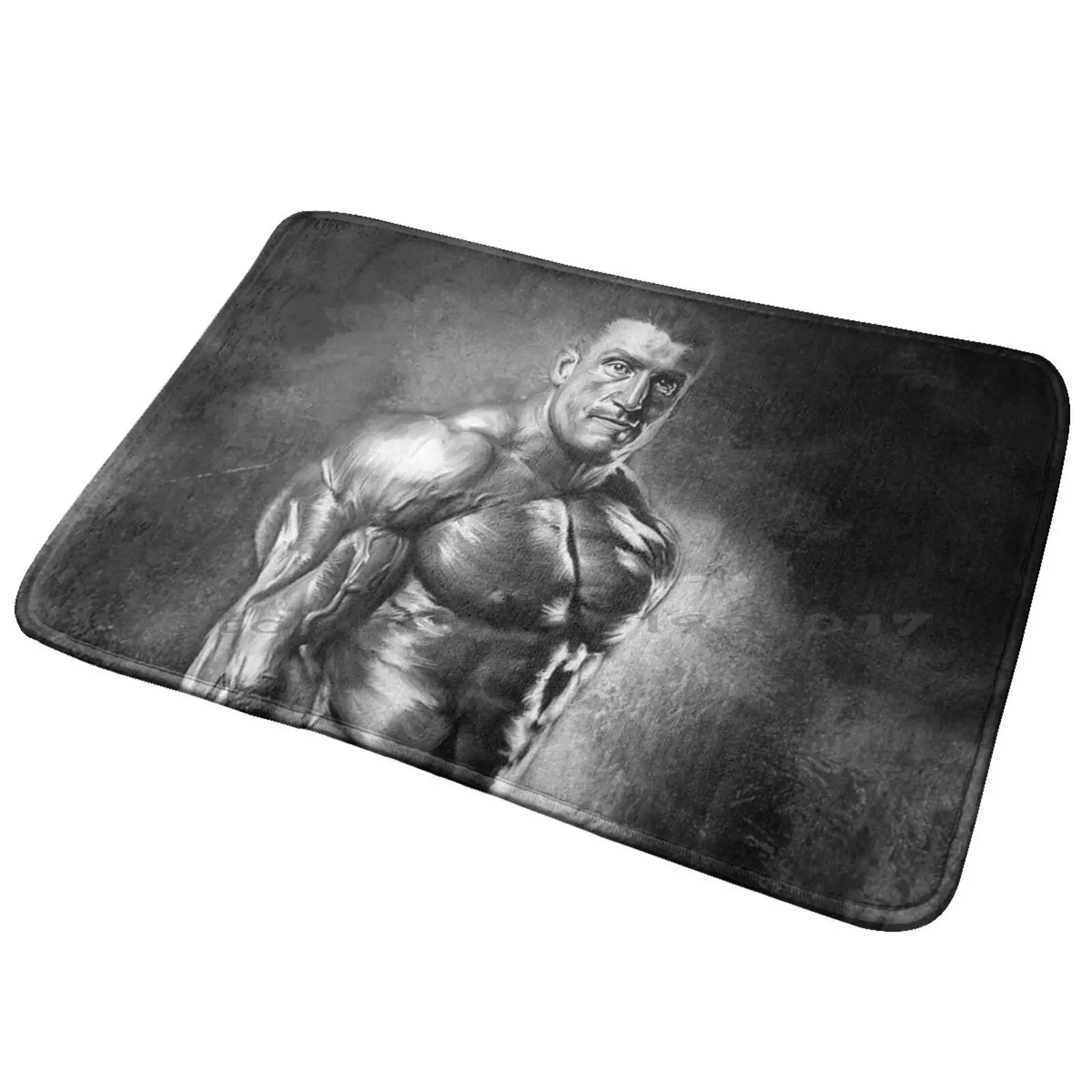 Dorian Yates Mr Olympia Bodybuilding Artwork Entrance Door Mat Bath Mat Rug Mr Olympia Bodybuilding Artist Bodybuilder Sketch