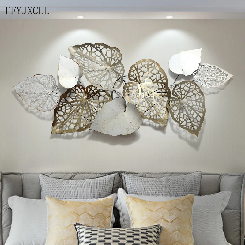 

Nordic style wall decoration creative leaf iron three-dimensional 3D living room background home decoration pendant