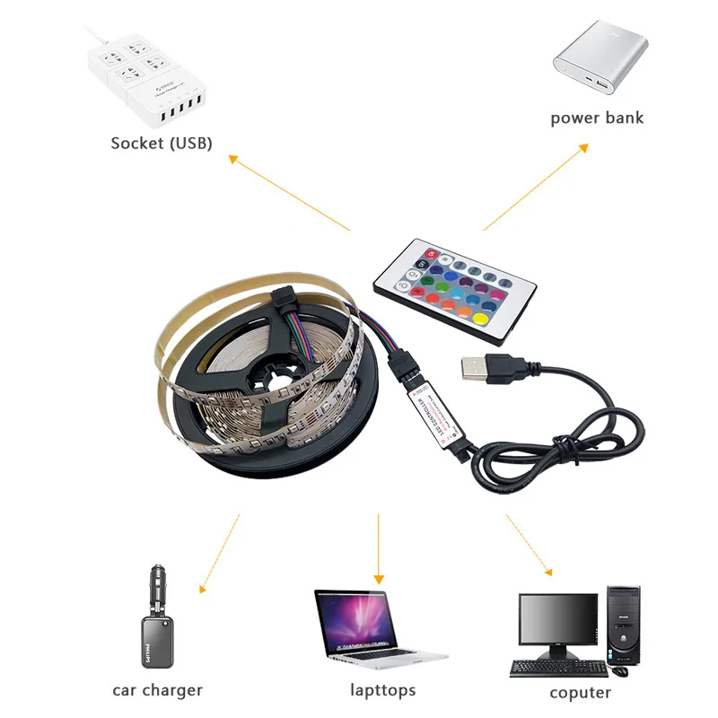 USB LED 스트립 조명, RGB 5050 2835 TV 배경 조명, 홈 데코 페어리 LED 조명, 블루투스 1M, 2M, 5M, 10M, 15M, 20M, 30M, 5V