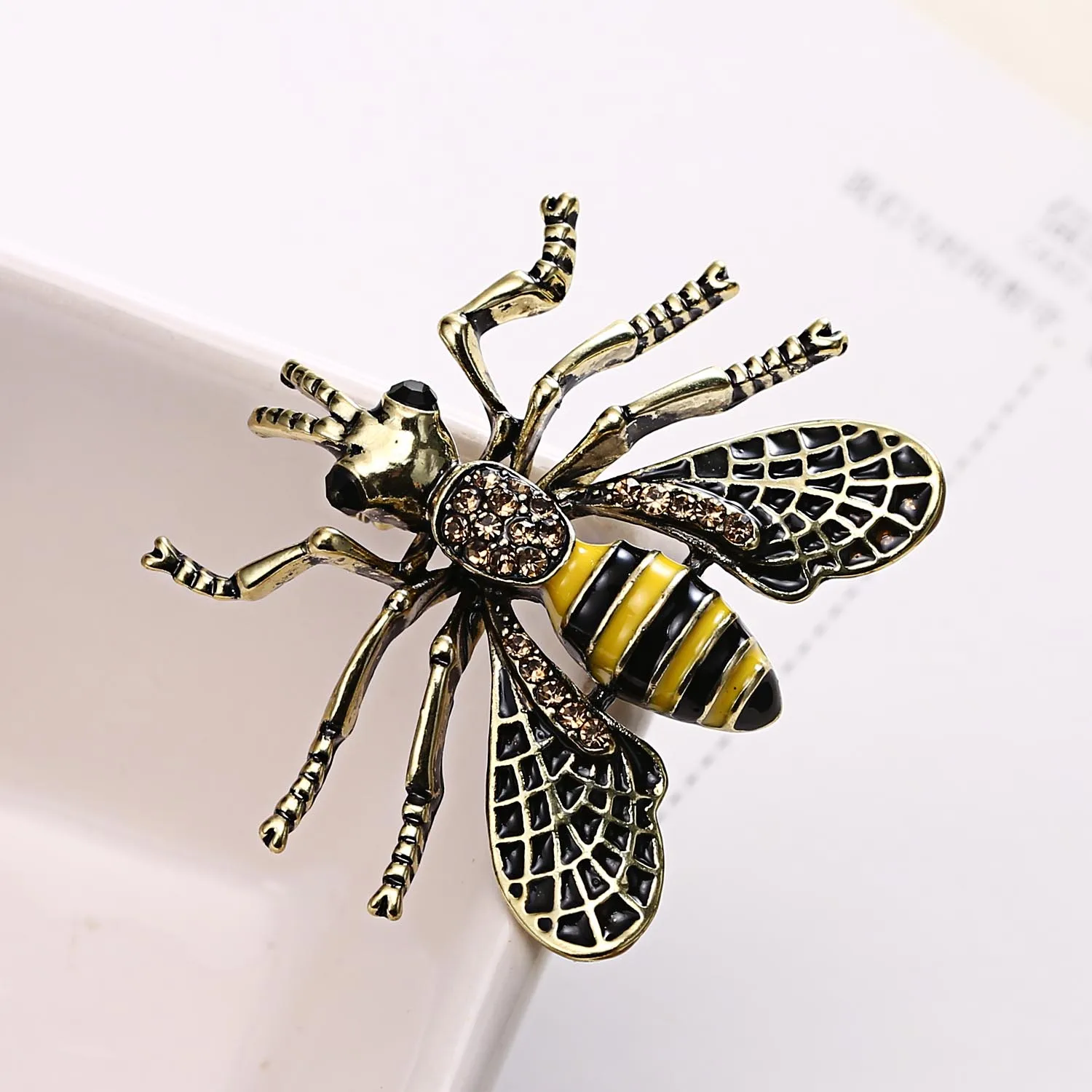Rinhoo Zarte Kleine Biene Brosche Kristall Strass Insekt Ant Fliegen Bee Tier Honigbiene Emaille Pins Broach Nadel Abzeichen Geschenke – Detail 34