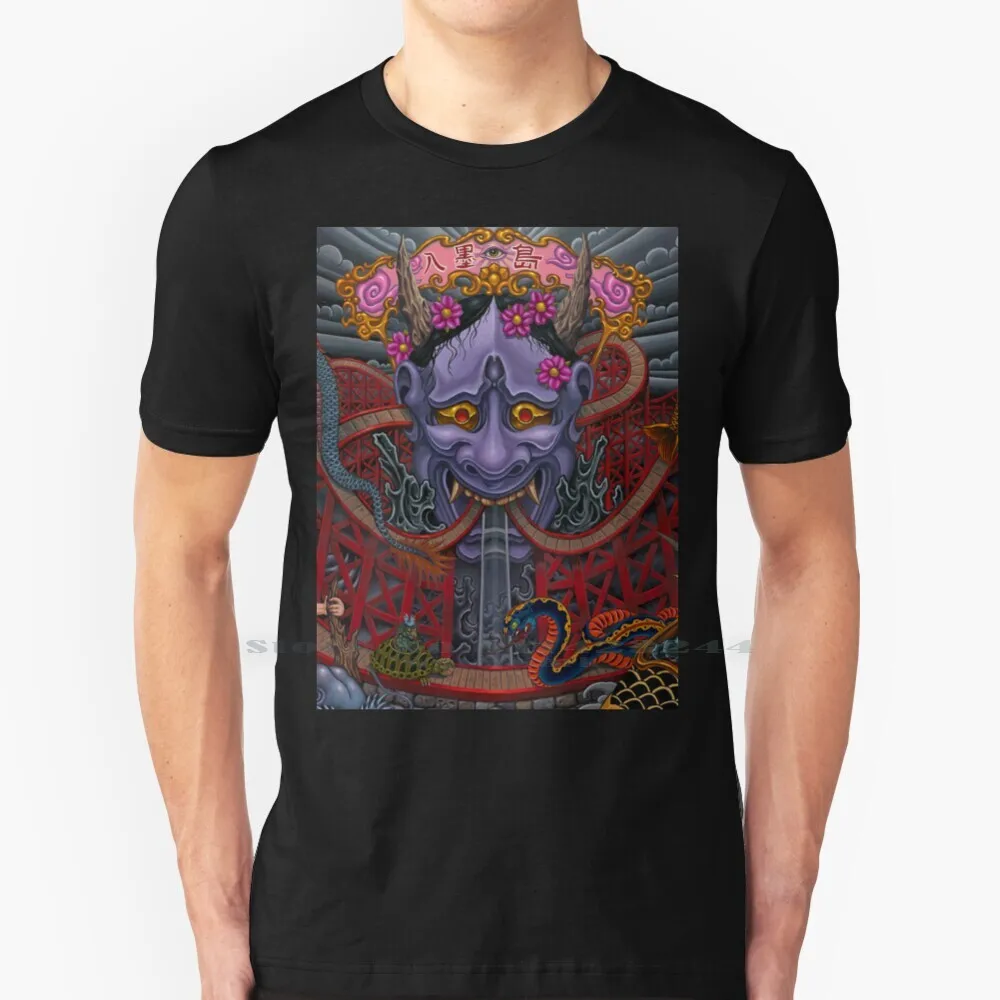 Camiseta de la isla Irezumi 100% algodón puro Hannya Dragon Koi Tattoo Geisha asiática Anime creativo tendencia Vintage regalo genial Euro Us