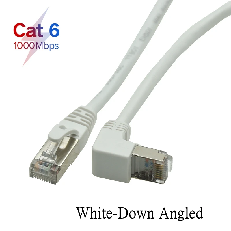 Biały kabel Ethernet Cat6 RJ45 Kabel sieciowy Patch 90 stopni Kąt prosty Cat6a Lan Krótki kabel 0,5 m 3-8 m Do laptopa Router TV BOX