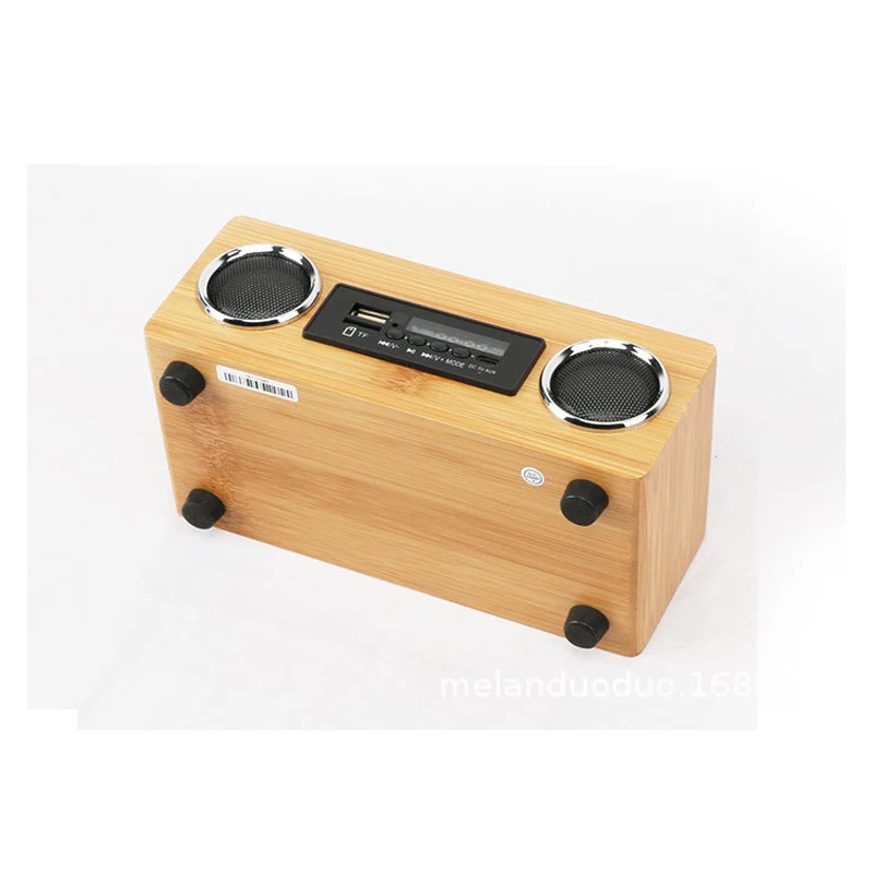 레트로 빈티지 라디오 슈퍼베이스 FM 라디오 대나무 멀티미디어 스피커, 클래식 수신기 USB MP3 플레이어 지원 TF 카드