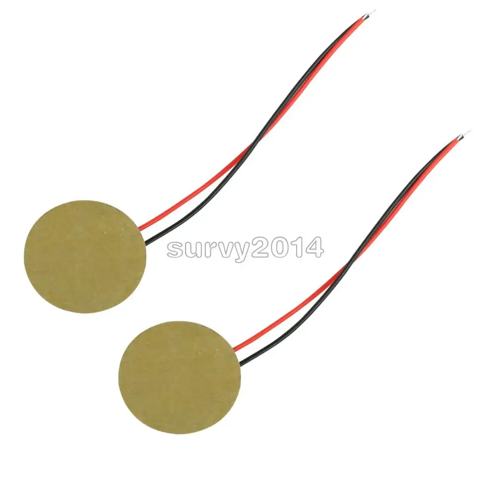 10PCS 20mm Piezo Elements Sounder Sensor Trigger Drum Disc 6.5KHZ + wire copper