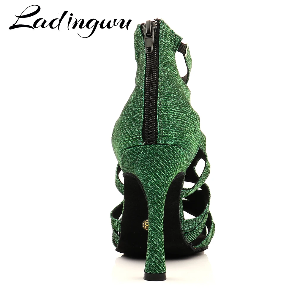 Ladingwu Latin Dance Shoes For Women Ladies Girls 3 Colors Tango Ballroom Dancing Shoes Heeled 6-10cm Salsa Dance Boots