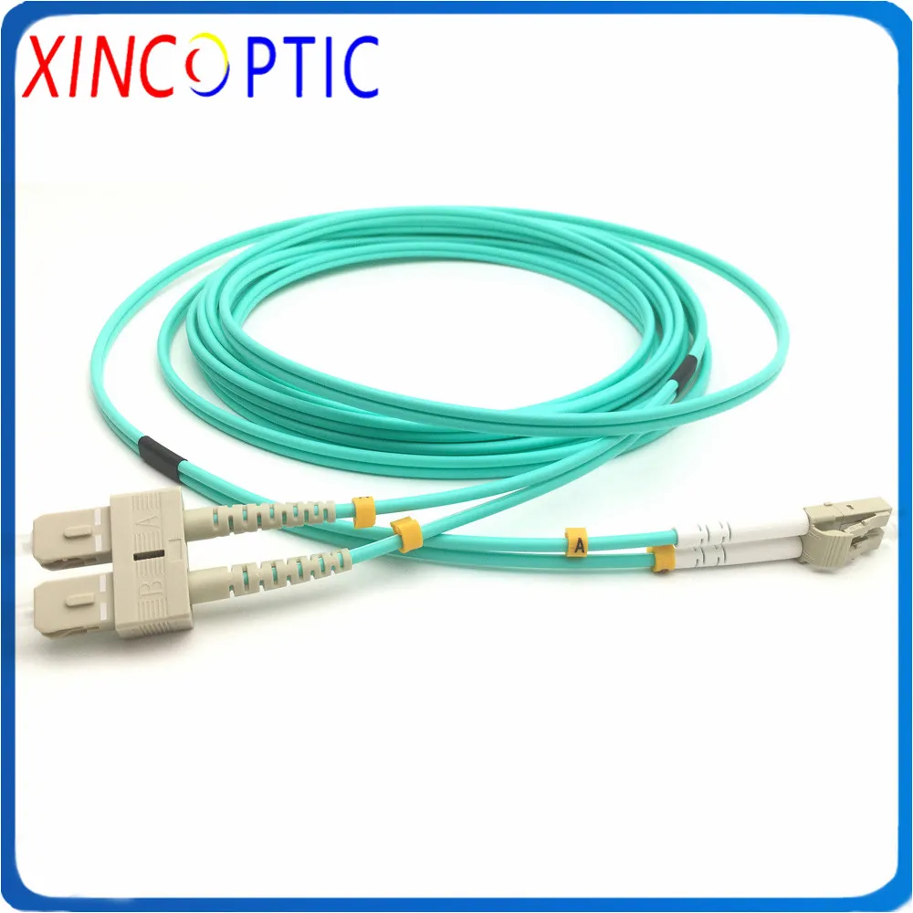 

50Pcs MM(50/125),DX,1M,PVC/LSZH Jacket,3.0mm,SC/UPC-LC/UPC Multimode OM3-150 OM3-300 Duplex Fiber Optical Patch Cord Connector