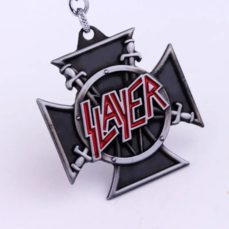 Slayer Band Keychain  Killer Thrash Logo Key Chains Trinket Men Punk Jewelry Key Holder Llaveros Car Accessories