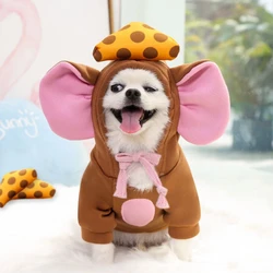 Warm Dog Winter Clothes Cute Cosplay Mouse Cheese Dog Costume Hoodies Fleece Pet Dogs Coat for French Bulldog Chihuahua Outfits