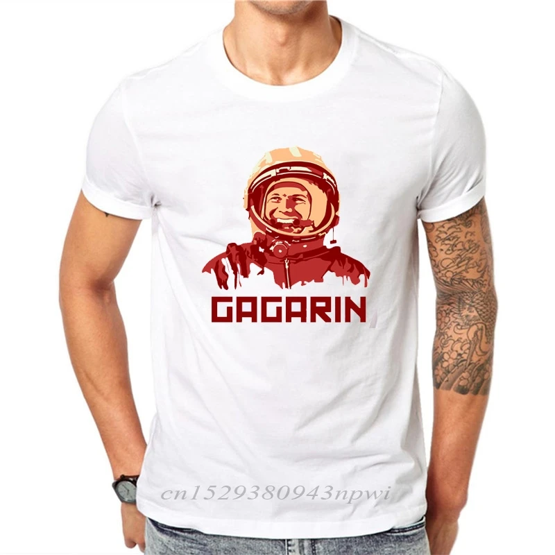 Hipster Yuri Gagarin CCCP Russian USSR Soviet Union Man Moscow Russia Printed t shirt men white short sleeve casual tshirt tops