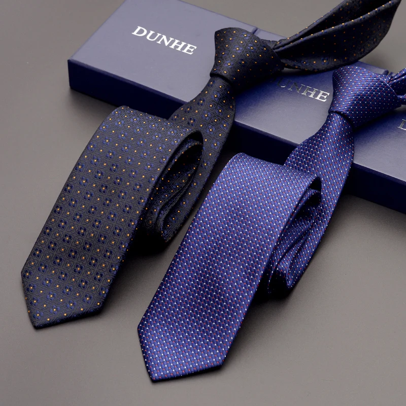 

High Quality 2022 New Fashion Wedding Ties for Men Slim 6cm Designers Brand Blue Black Necktie with Gift Box