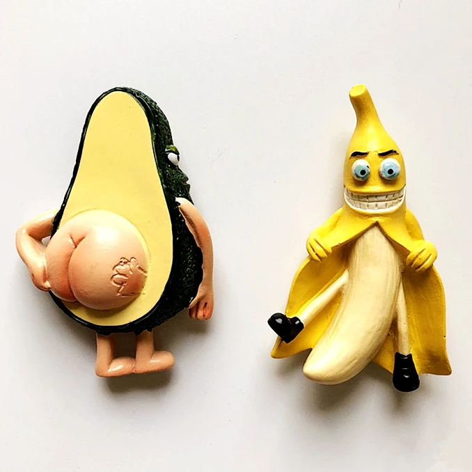 

New Hand-painted Cute Cartoon Banana Avocado 3D Fridge Magnet Travel Souvenir Refrigerator Magnetic Stickers Gift