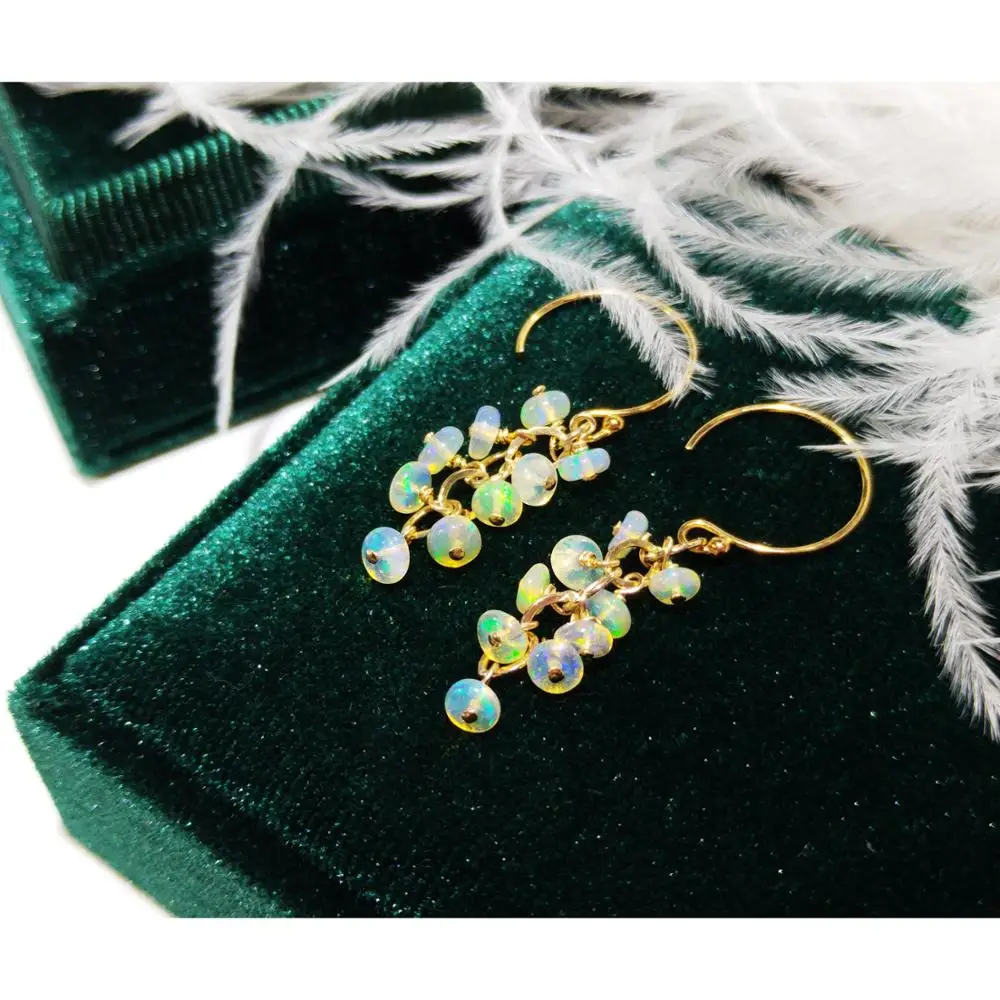 Lii Ji Natural Ethiopia Opal 14K Gold Filled Earrings Real Opal Gold Color Handmade Jewelry view 2