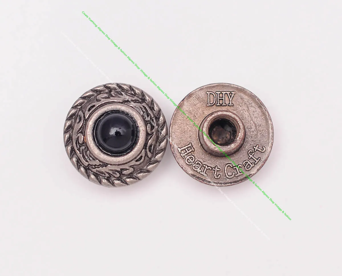10pcs 12mm antike silberne Blume Seil Seite Leder handwerk Gürtel Zubehör Handtasche Brieftasche schwarz türkis Concho Screw back – Detail 11