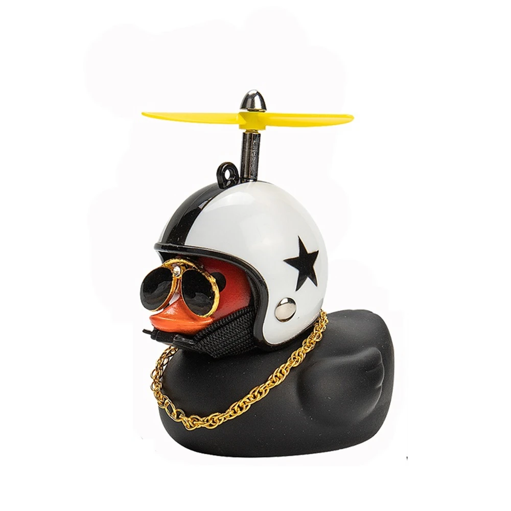 Car Gift Duck With Helmet Broken Wind Pendant Small Yellow Duck Road Bike Motor Helmet Riding Cycling Accessories Without Lights