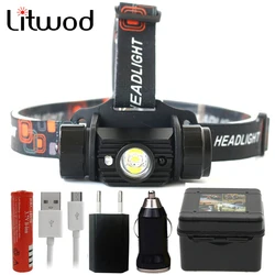 Litwod Z209011 Mini IR Sensor headlight Induction UsB RechargeaBle Lantern headlamp Flashlight head Torch By 18650 Batterry