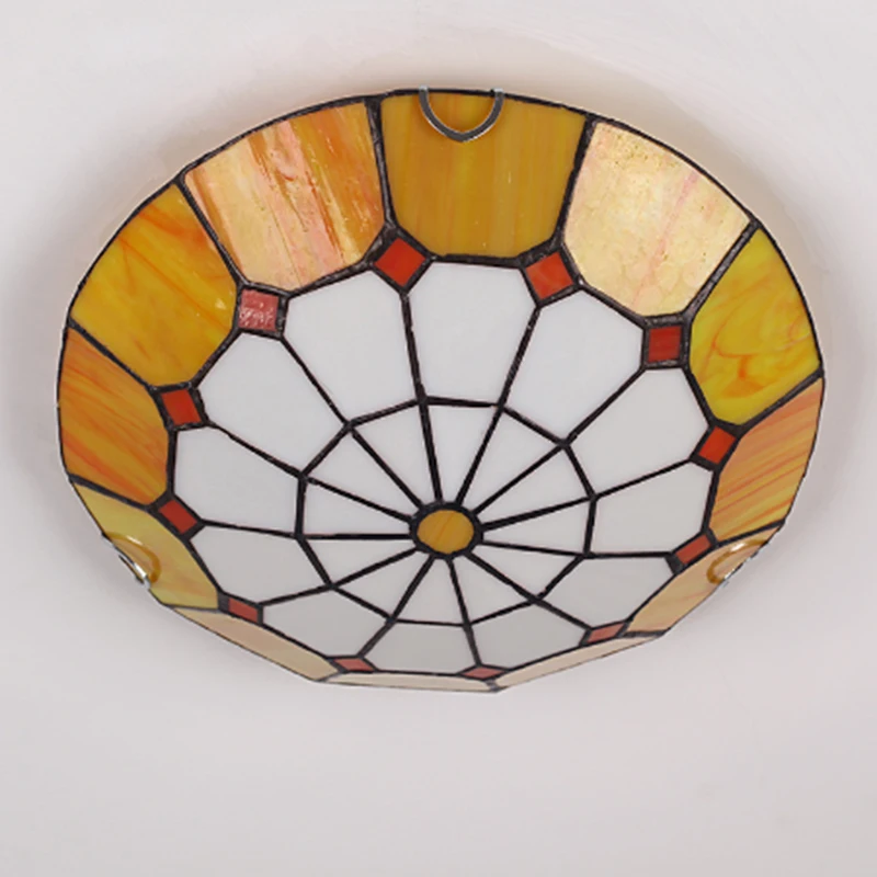 Modern Fashion Tiffany Ceiling Light Fixture European Colorful Drawing Glass Ceiling Lamp Home Deco Living Room E27 Lamps