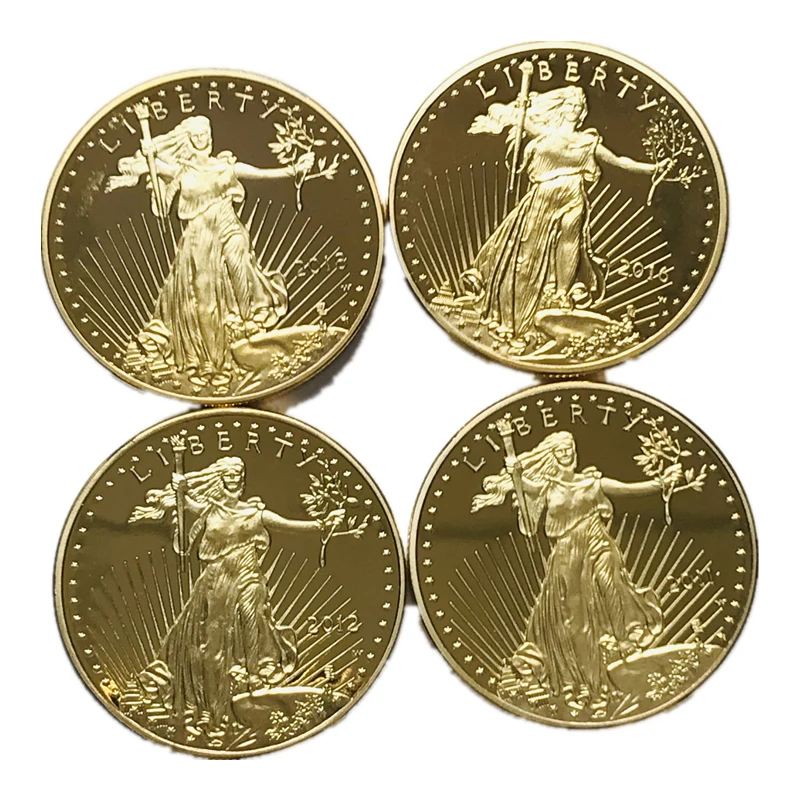 

40 Pcs Non Magnetic Freedom Coins Souvenir Statue Badge Real Gold Plated Eagle Liberty 32.6 mm Commemorative Decoration Coin