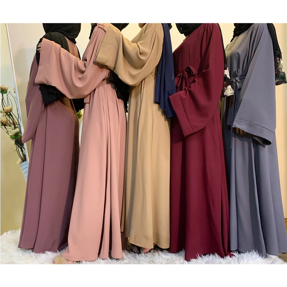 

Dubai Plain Abayas for Muslim Women Maxi Dress Eid Ramadan Turkey Arab Robe Belted Kaftan Islam Femme Musulmane Jalabiya Vestido