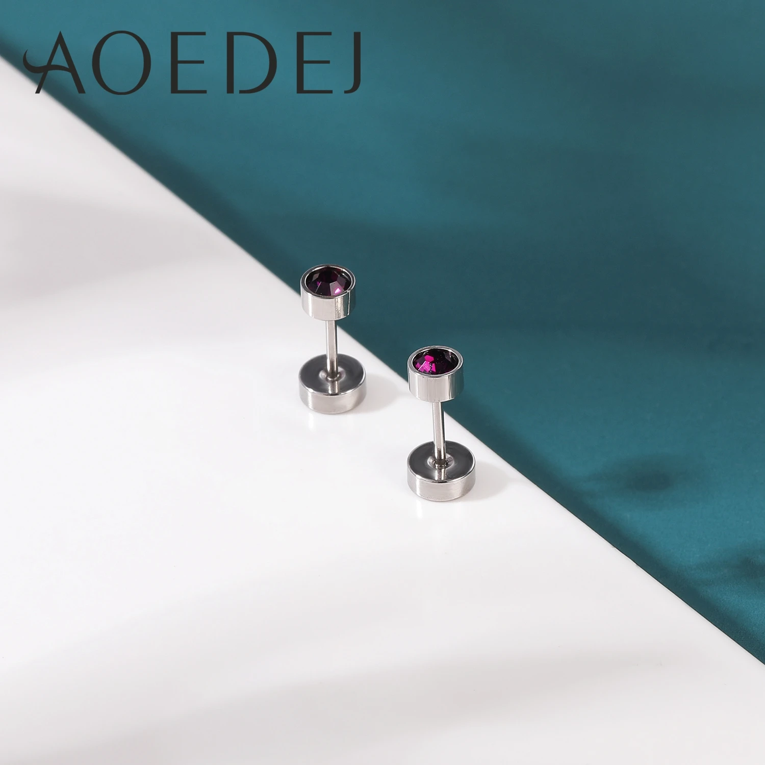 AOEDEJ 1PC 16G 20G Kolczyki sztyfty ze stali nierdzewnej dla kobiet Dziewczyna CZ Kryształowy okrągły kolczyk Piercing Tragus Helix pozłacany różem — zdjęcie 6