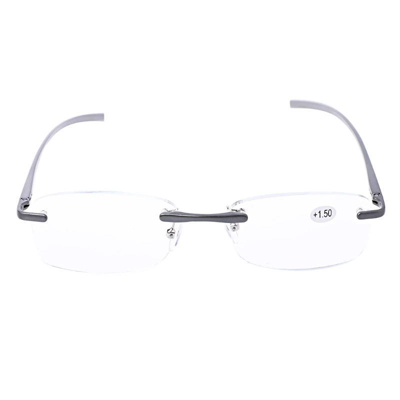 Aluminum Metal Rimless Reading Glasses Presbyopic Eyeglass Resin Lense +1.0~+3.5 F3MD