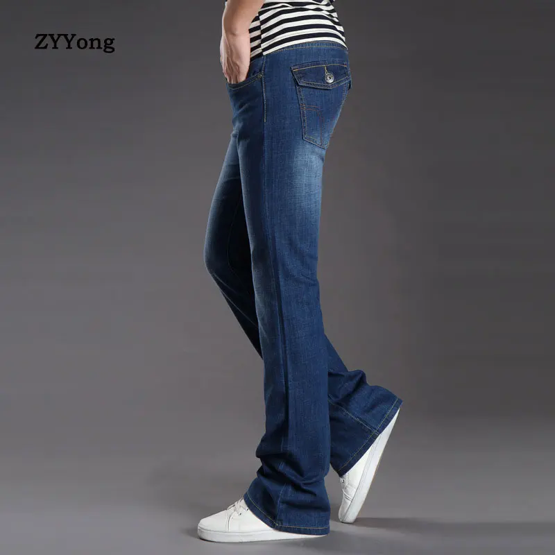 ZYYong Men's Flare Jeans Boot Cut Out Boot Cut Jeans Male Leg Fit Classic Classic Jean Flare Retro Jeans Casual Men's Trousers