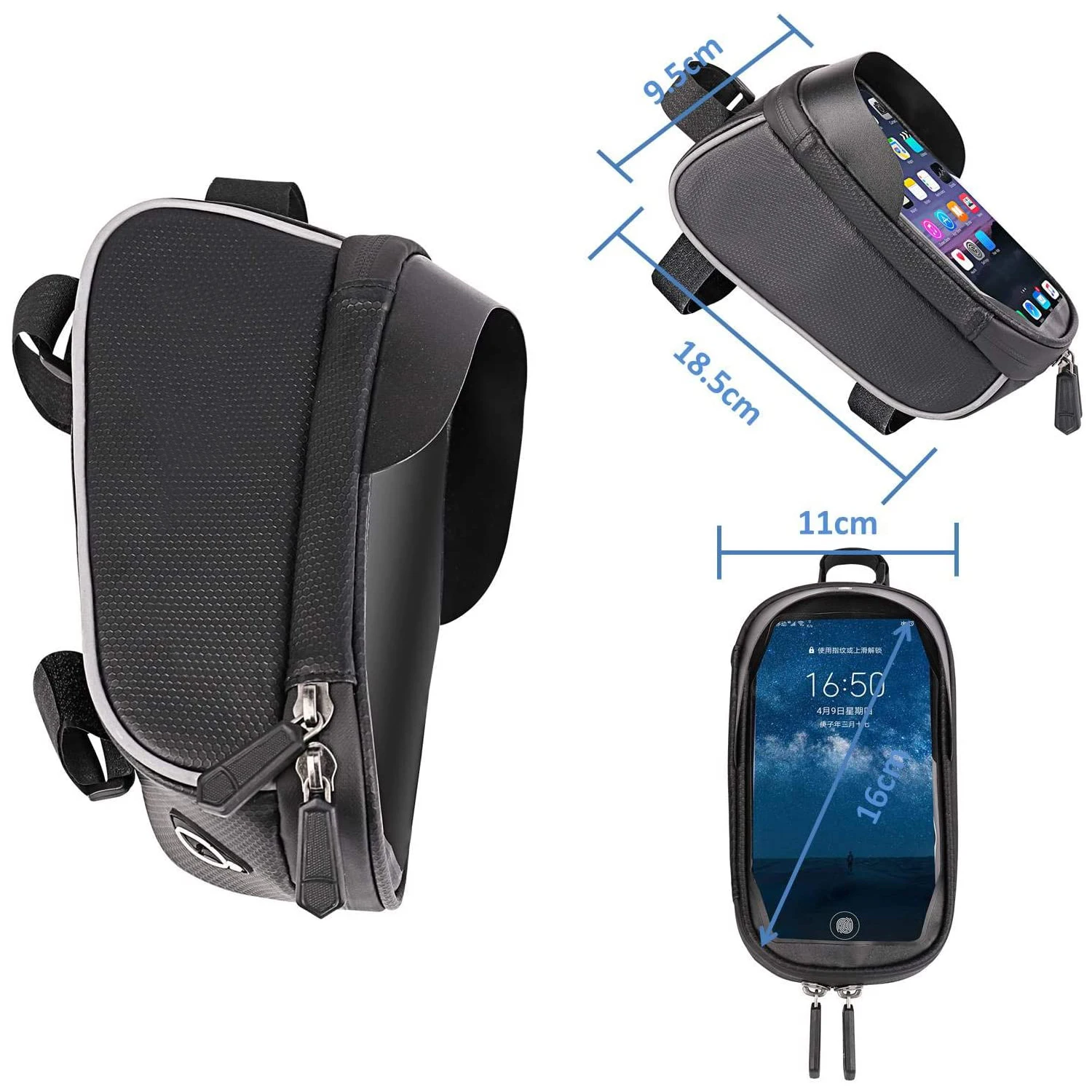 Untoom Rainproof Waterproof Mountain Bike Bag Bicycle Front Frame Top Tube Bag MTB 6.0 inch Touch Screen Mobile Phone Bike Case