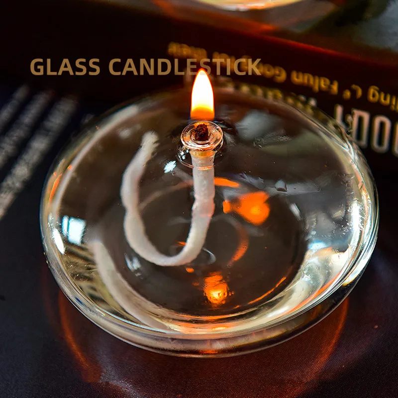 12pcs/pack Different Size Oblate Round Glass Oil Lamp Home Deocration Transparent Glassware Wedding Birthday Gift