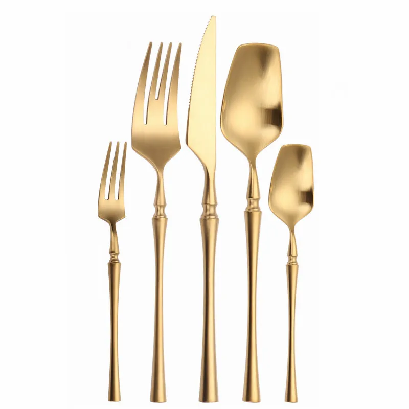 Spklifey Gold Dinnerware Set 18/10 Stainless Steel Tableware Set Knife Fork Spoon Flatware Set Gold Cutlery Set