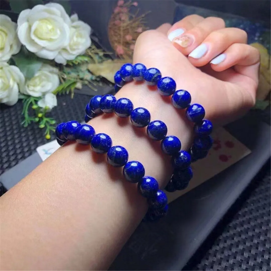 Imagem -05 - Lapis Lazuli Pulseira Jóias para Mulher Senhora Homem Cura Presente Cristal Pedra Redonda Contas Reiki Pedras Preciosas Fios Aaaaa mm Natural