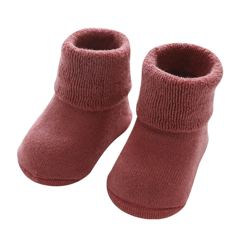 Lawadka Newborn Baby Socks For Boys Terry Anti Slip Socks for Baby Winter Warm Thick Infant Toddler Girl Boy Socks Solid 0-36M