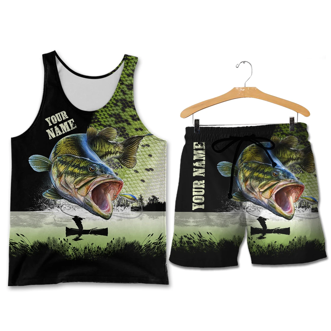 Beautiful Bass/Carp/Trout Fishing Custom 3D Printing Mens Vest + Shorts Combo summer Sleeveless T-shirt Cool Unisex Tank Tops