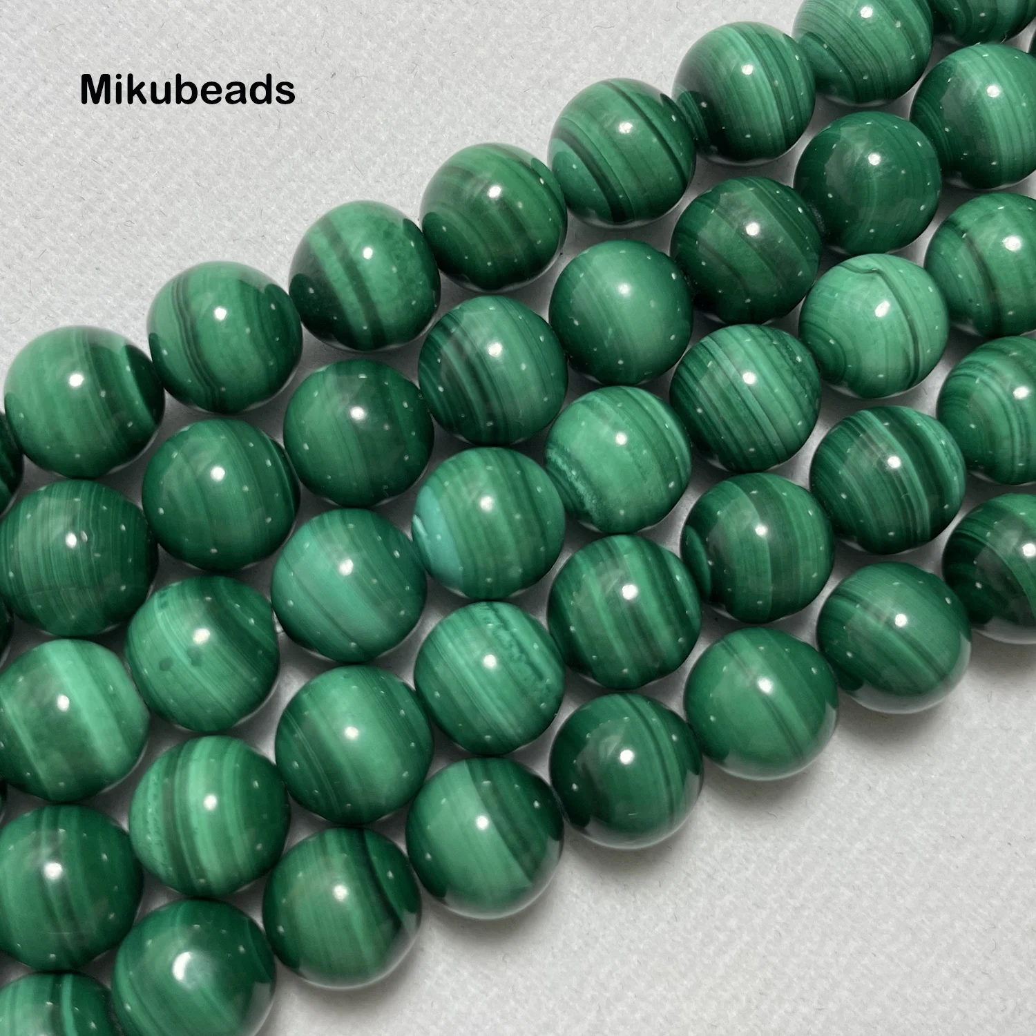 Wholesal Natural 7.5-8mm A+ Malachite Smooth Round Loose Beads For Making Jewelry DIY Stone Necklace Strand 15