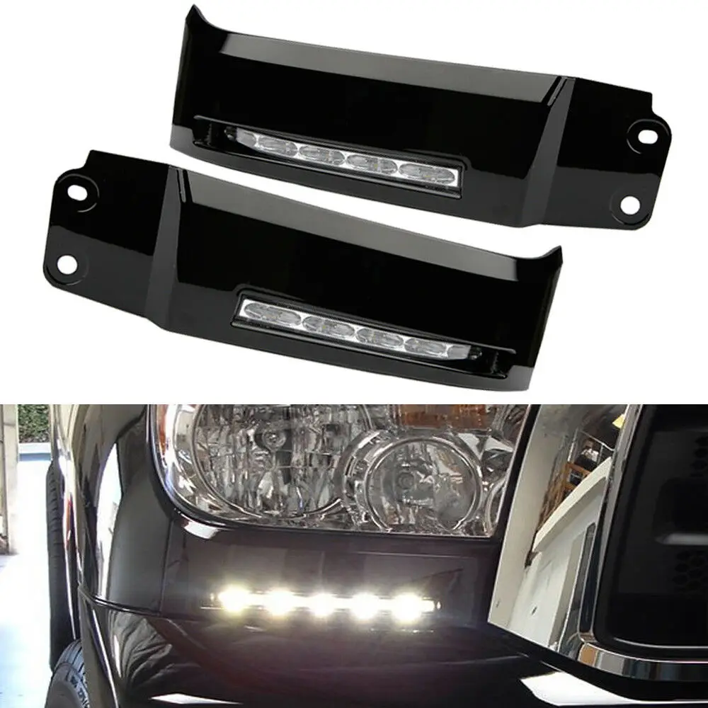 

For Toyota Tundra 2007-2013 LED Front Bumper DRL Fog Light Black Bezel Cover Car Air Vent Driving Signal Daytime Day Lamp Bulb