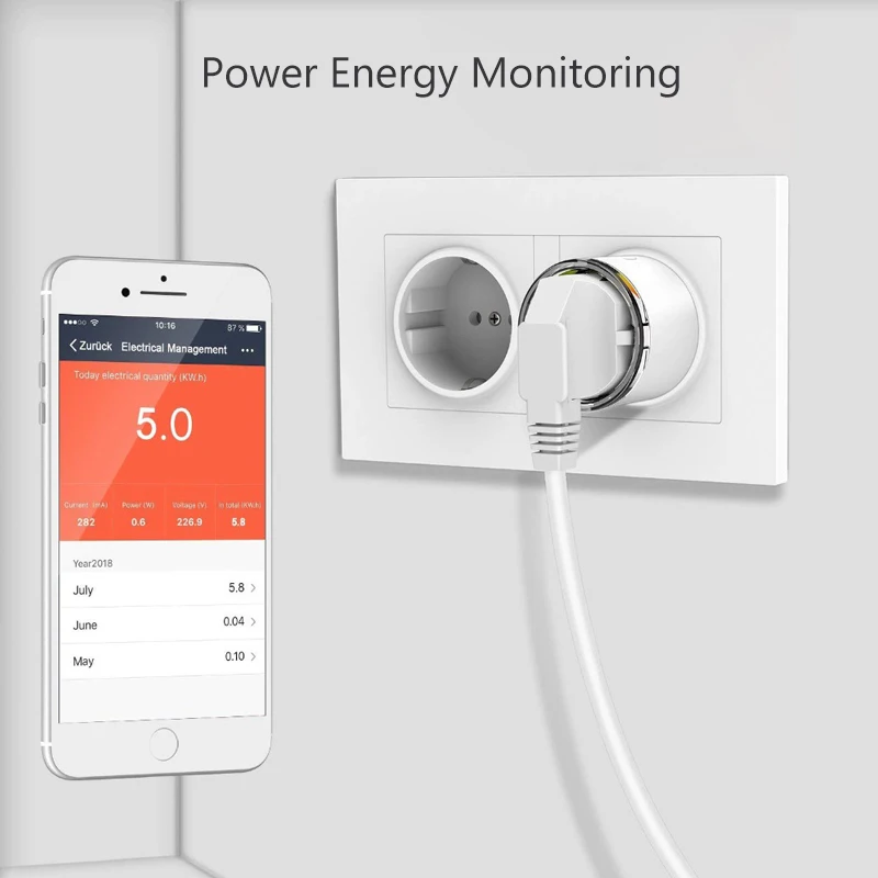 AVATTO Smart Plug,EU 16A/10A Remote Control Wifi Socket with Power Monitor Work with Tuya APP Google Home,Alexa,IFTTT