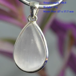 Genuine Selenite  Pendant 925 Sterling Silver,  Hand Made Women Fine Jewelry Gift