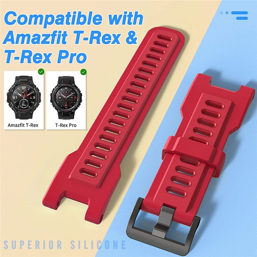 Silicone Watch Strap For Amazfit T rex Strap Replacement Strap For Amazfit T Rex Pro Strap With Protector Case Protector Film