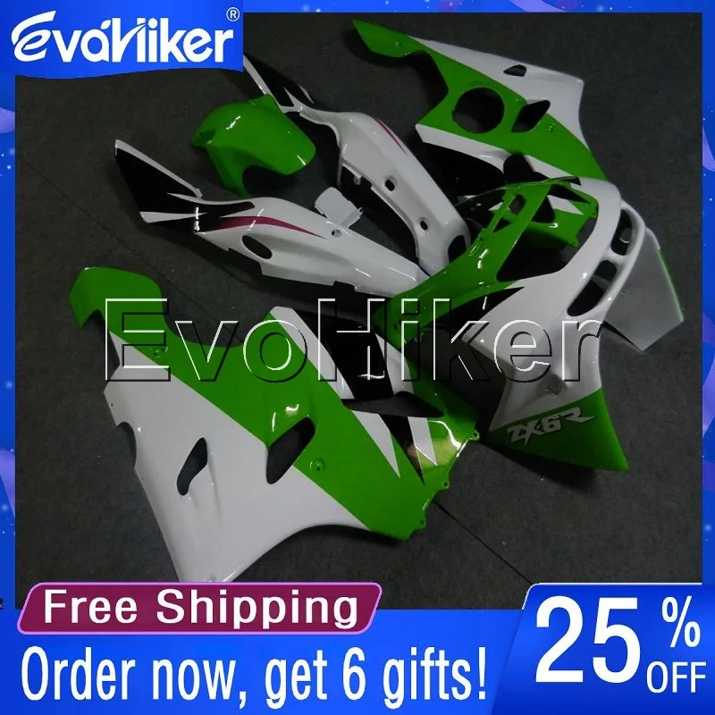 

Custom motorcycle cowl for ZX-6R 1994-1997 green white ABS fairing motorcycle bodywork kit+gifts