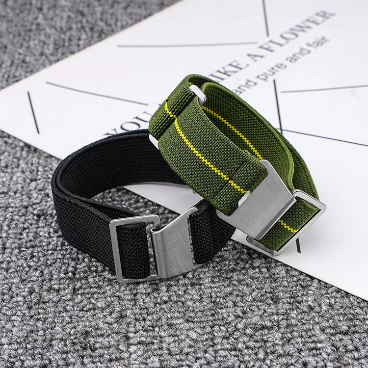 Parachute Elastic Woven Nylon Strap 18mm 20mm 22mm 24 Stainless Steel Buckle Military Men Sport Replacement Bracelet Watch Band