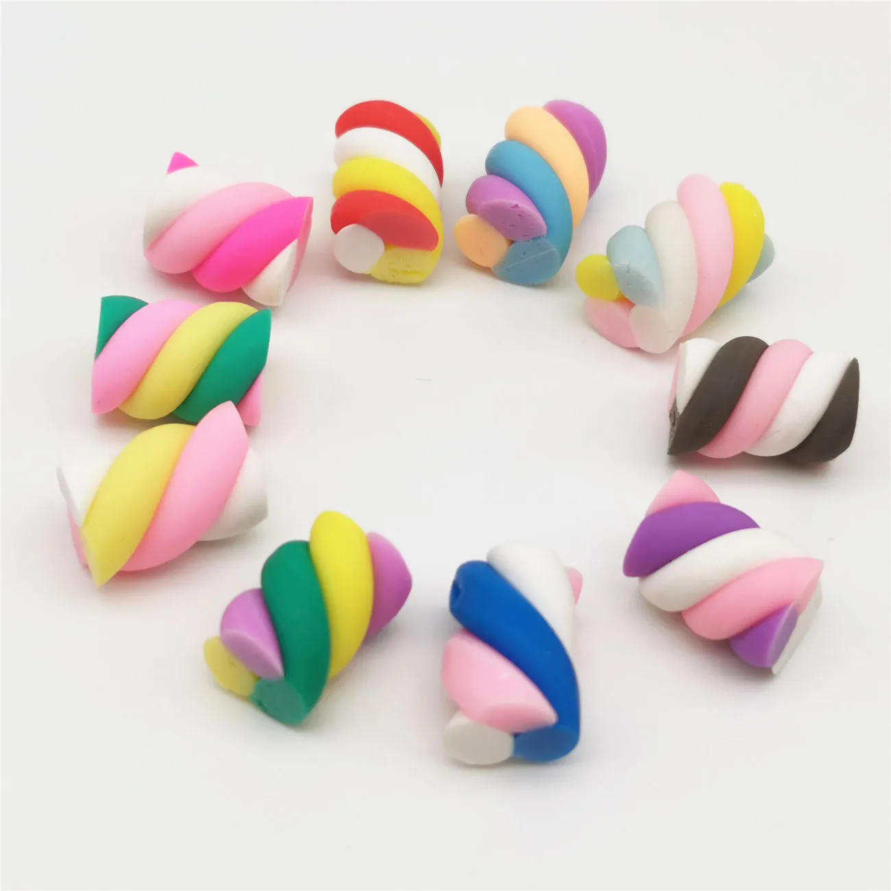 10pc 15*10mm Mixed Colour Soft Polymer Clay Marshmallow Candy  Cabochons Flatback For DIY Decoration Handmade Materials