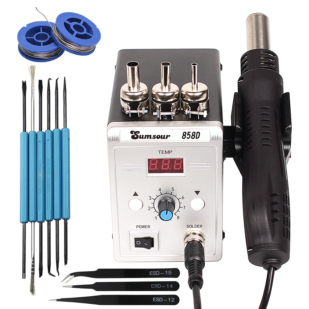 Hot Air Gun 858D 700W BGA Rework Solder Station 220V / 110V For SMD SMT Heat Soldering Station Welding Repair Tools