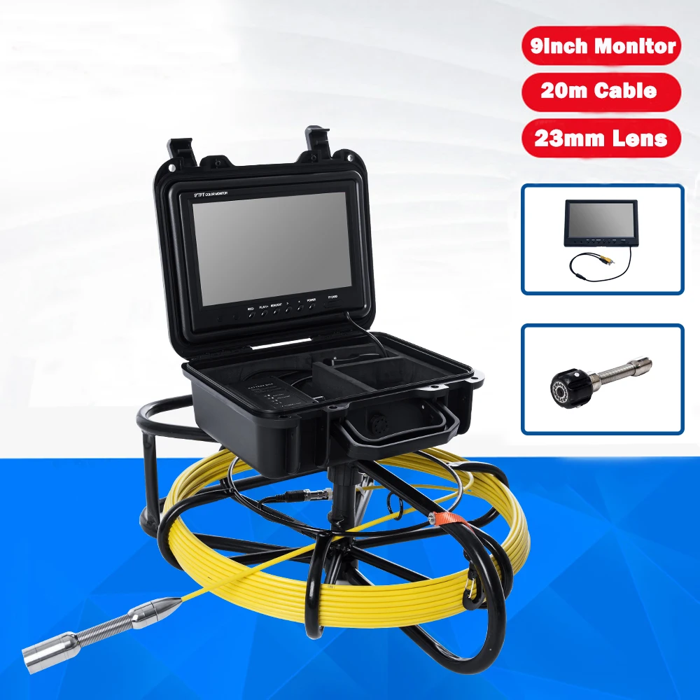 

TP9600 23mm Waterproof Sewer CCTV Camera 20m 9" Pipeline Pumbing Inspection Endoscope Inudstrial System Support Video Recorder