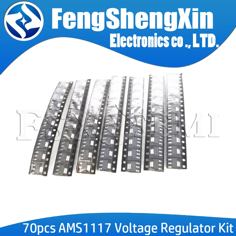 7values *10pcs=70pcs  AMS1117-3.3  AMS1117 Voltage Regulator Kit 1.2V/1.5V/1.8V/2.5V/3.3V/5.0V/ADJ 1117 AMS1117-5.0