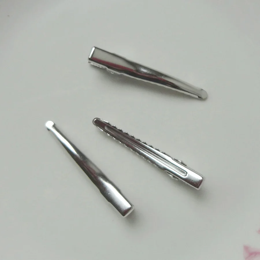 100PCS  Various Sizes Single Prong Metal Alligator Clips with teeth kids Plain Beak Hairpins For DIY Lead free Nickle free view 5