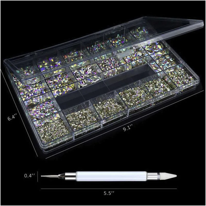 Swarovski – verre plat multi-formes, cristal irrégulier/AB/arc-en-ciel, strass, décoration artisanale 3D pour les ongles