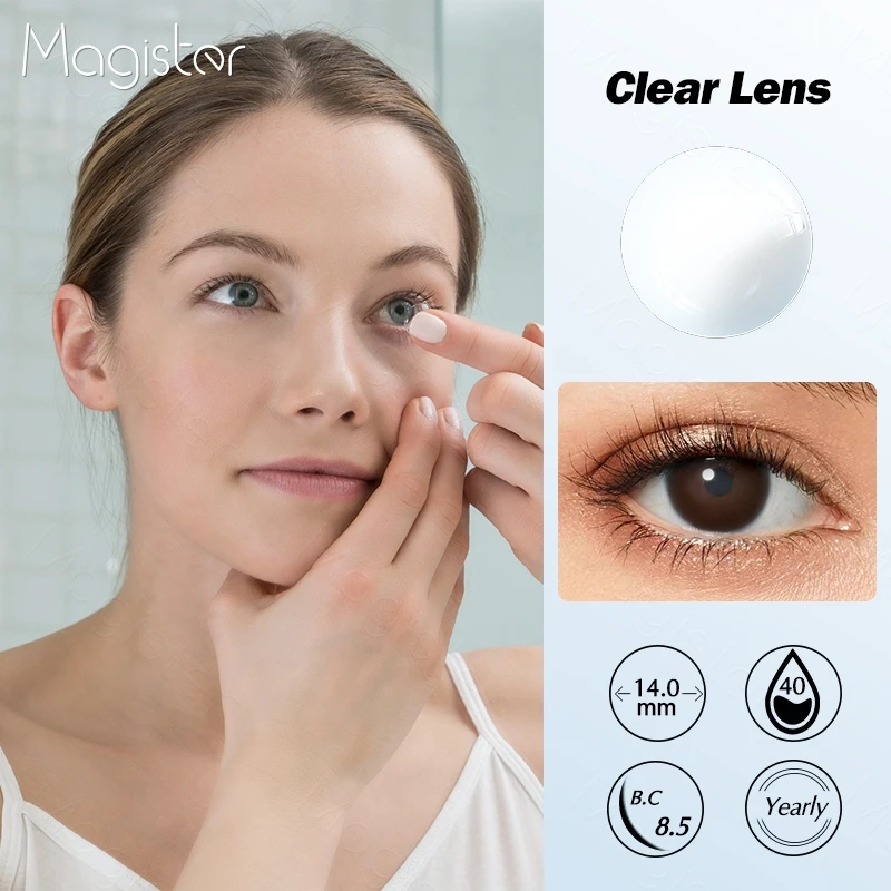 Contact Lenses with Diopters Prescription Contact Lens Minus for Vision Correction 2Pcs Clear Lenses for Myopia Yearly Soft Lens