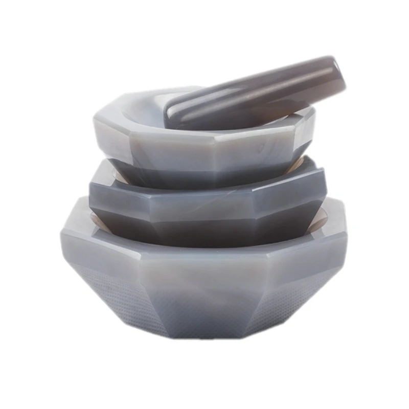 1PCS Natural Agate Mortar Inner Diameter 30-150MM Wear-Resistant High Grade Agate Mortar Laboratory Equipment With Grinding Rod