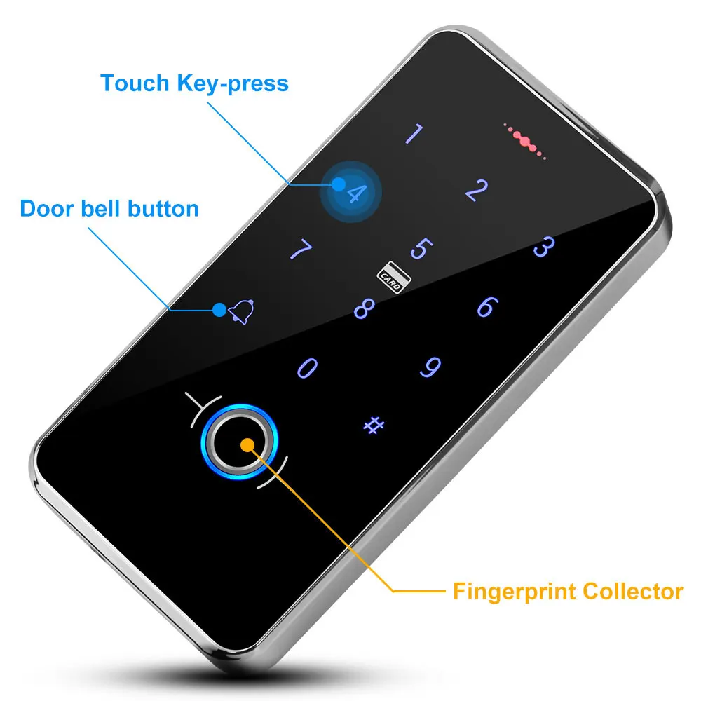 IP68 Waterproof Door Access Control System Biometrics RFID Keypad + Power Supply + 180KG Electric Magnetic Strike Locks for Home