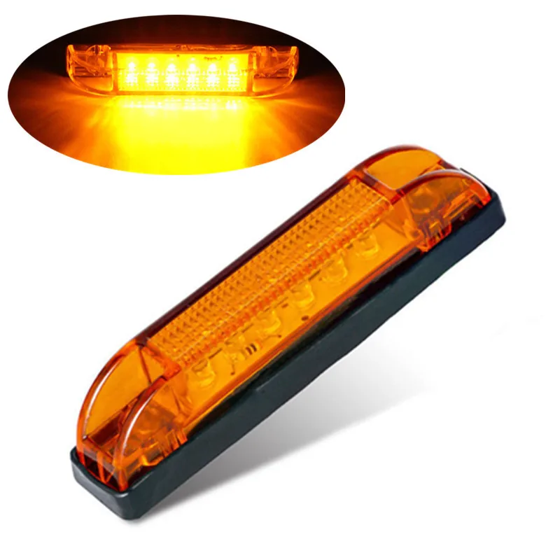 2PCS 12V Side Marker Light Amber 6 LED Marker Light Truck Boat Trailer Indicators Light Lamp LED Side Marker Light Trailer