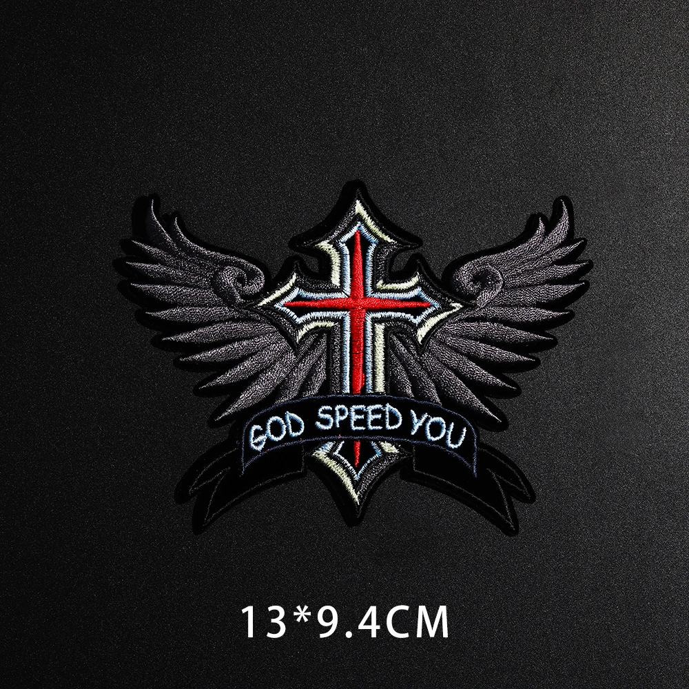 Punk Eagle Paw Live to Ride Skull Embroidery Patches for Clothing Iron on Clothes Biker Motorcycle Applique Badge Stripe Sticker