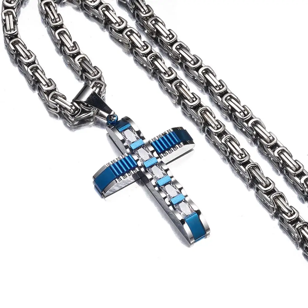 

Men's Punk Style Cross Pendant Necklace 316L Stainless Steel with Zircon Jewelry Christmas Gift